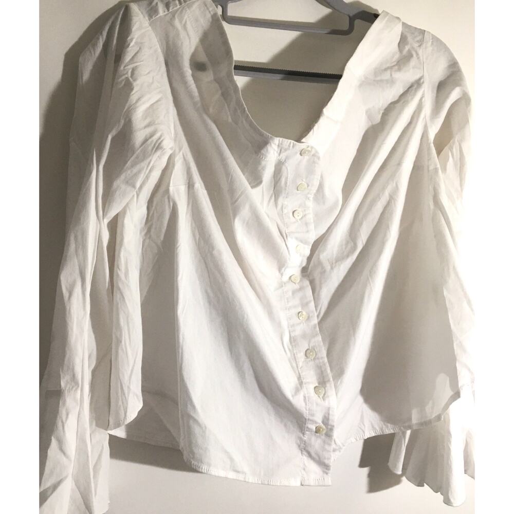 FREE PEOPLE March To The Beat Women’s Size Medium White Off -The Shoulder Top - Picture 4 of 5